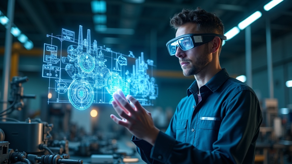 Interfaz holográfica de Meta Orion proyectada en un entorno de trabajo