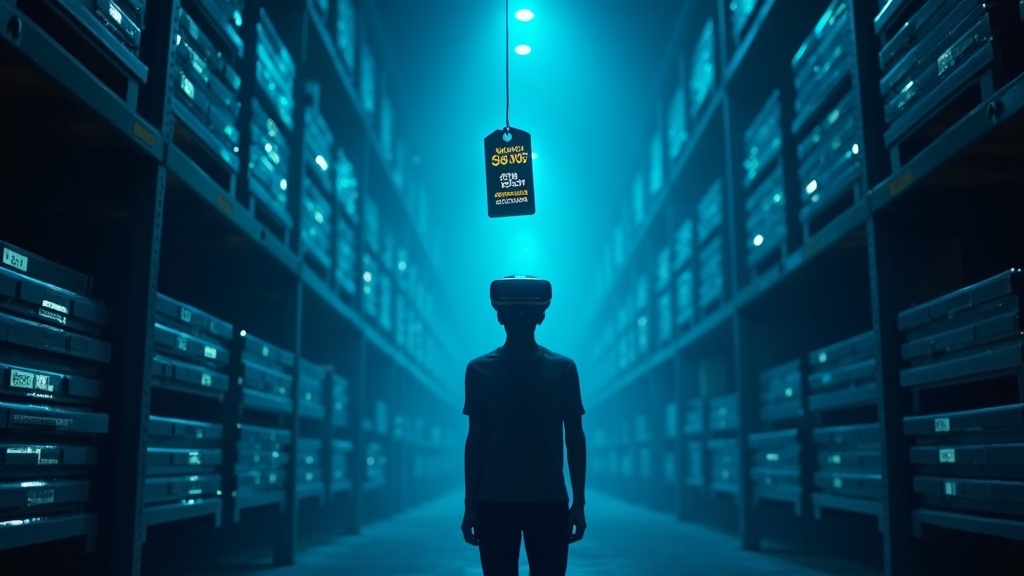 Persona usando un visor de realidad virtual Meta Quest en un entorno iluminado