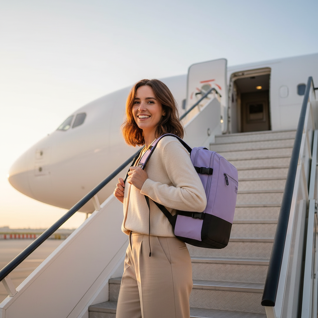 Iconic Pastel Lilac at airplane boarding