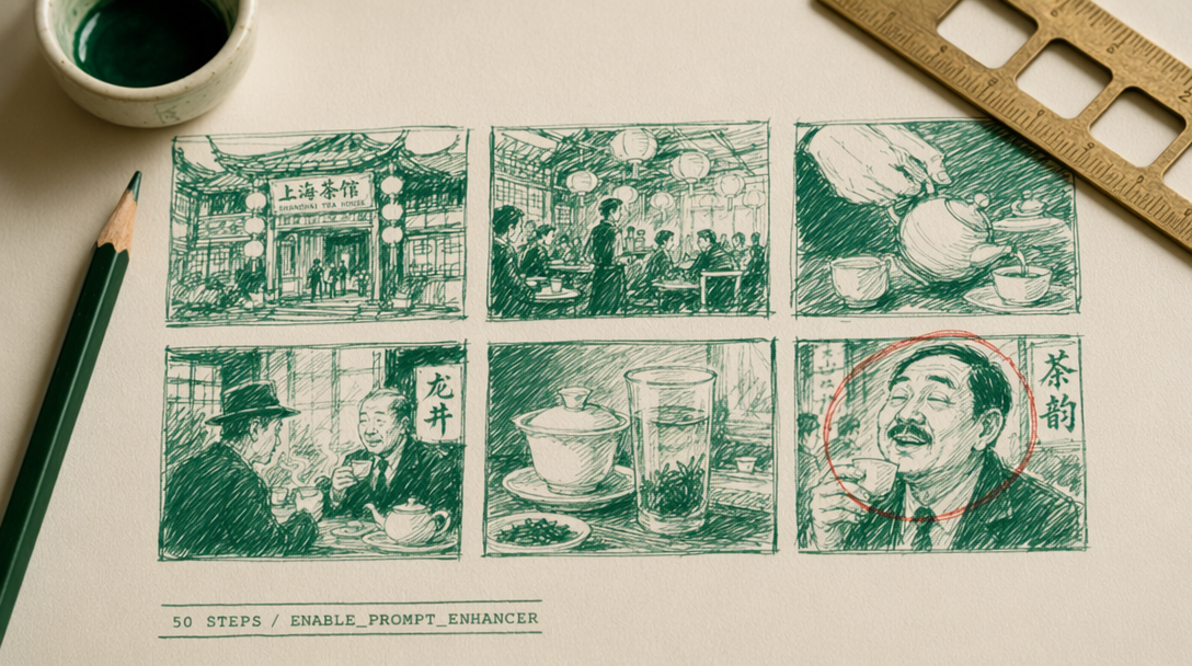 Four-panel comic workflow