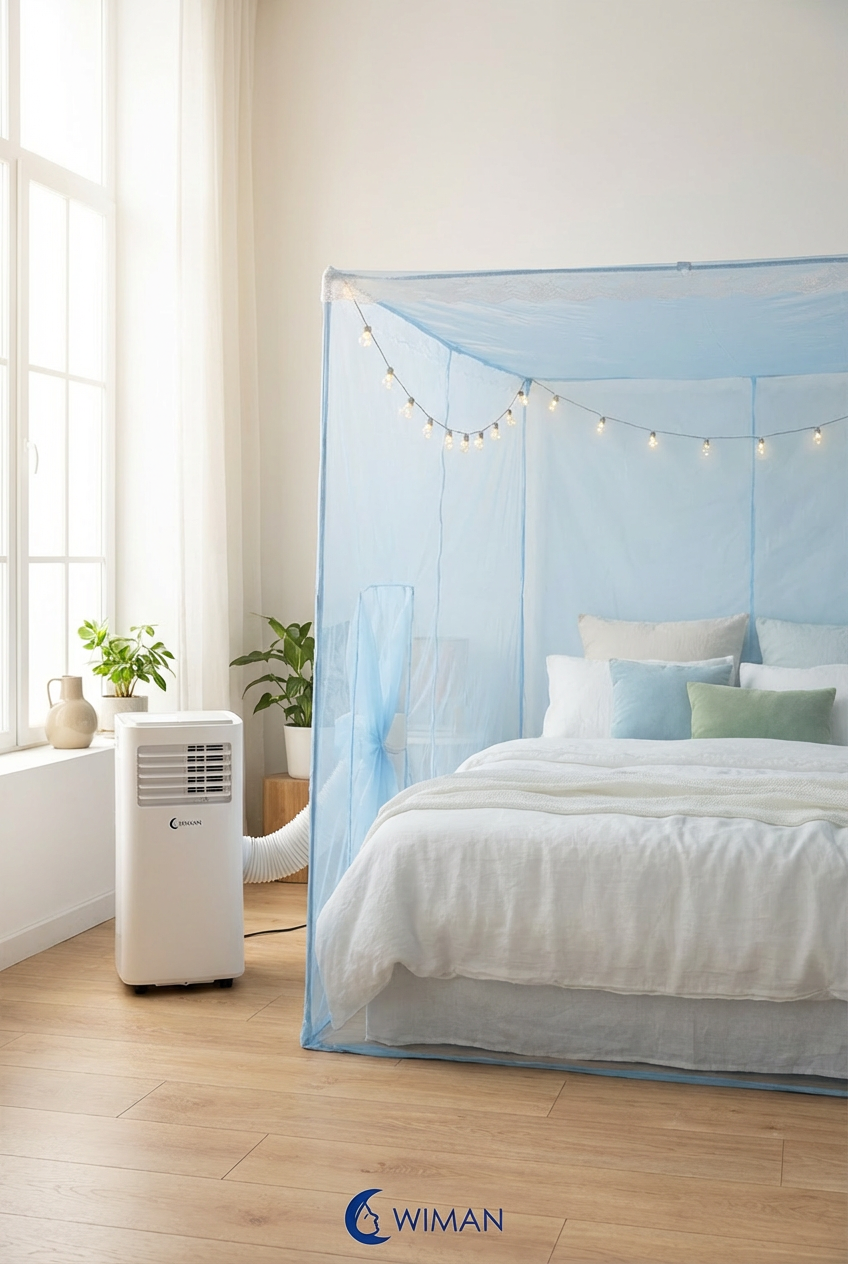 ชุดแอร์เคลื่อนที่ WIMAN 9000 BTU พร้อมมุ้งแอร์