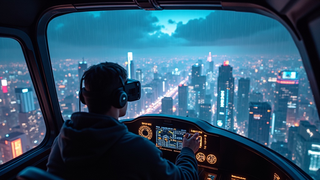 Avión comercial aterrizando en una pista al atardecer en Flight Simulator 2024
