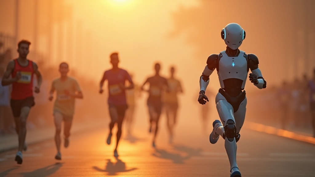 Robot humanoide récord maratón en plena carrera por las calles de Beijing