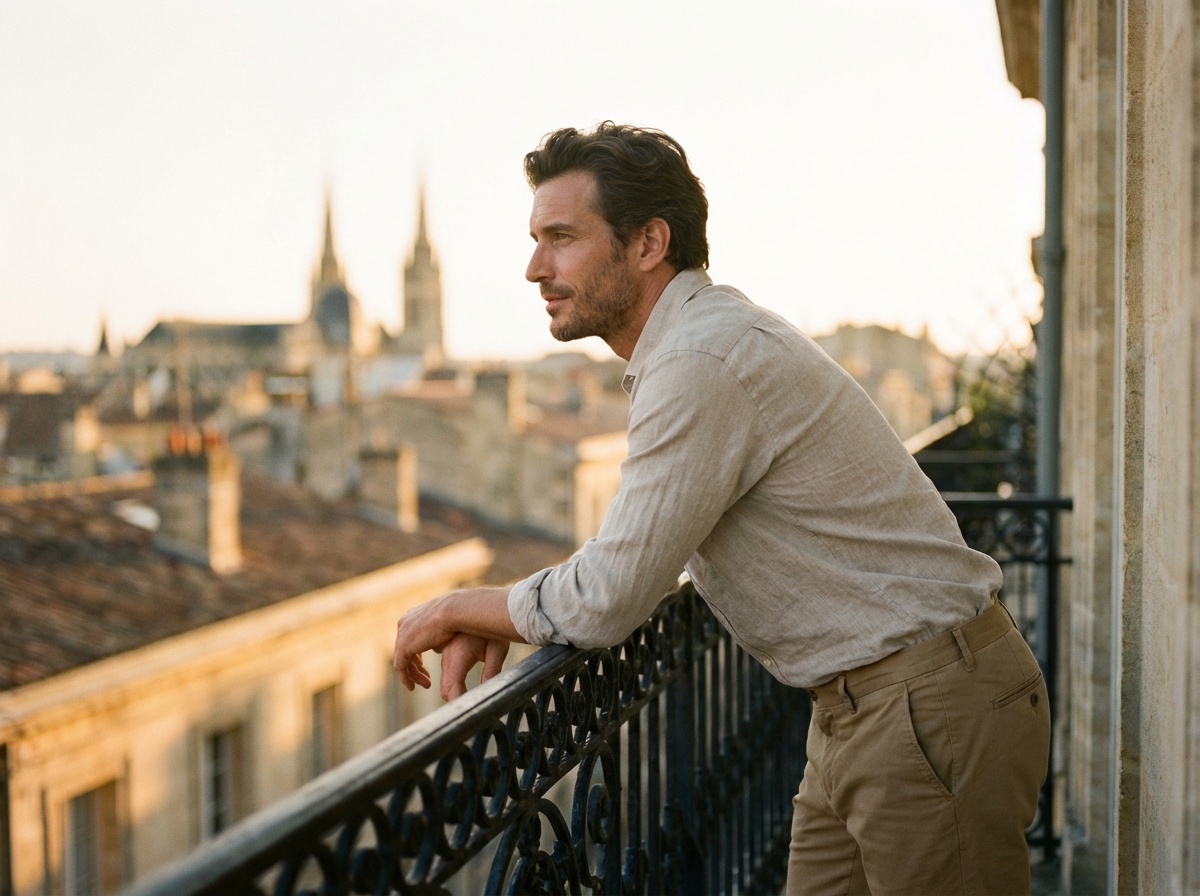 Un homme élégant contemplant Bordeaux