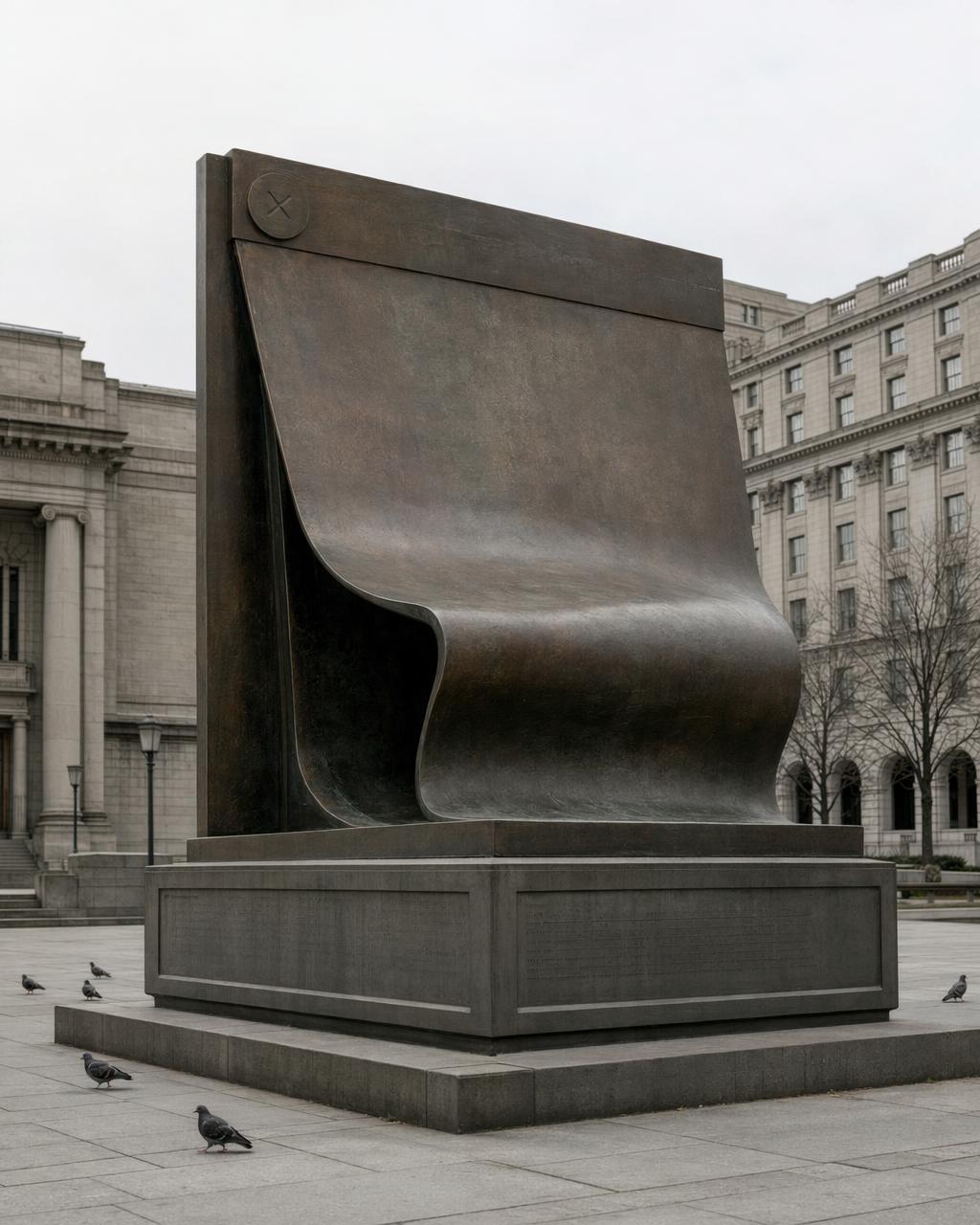 Bronze Statue Of A Tab Left Open