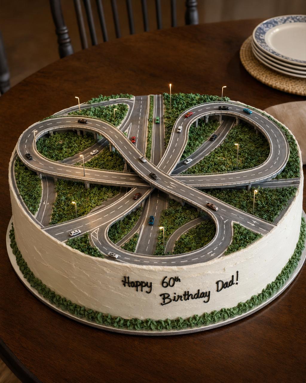 Miniature Highway On Cake