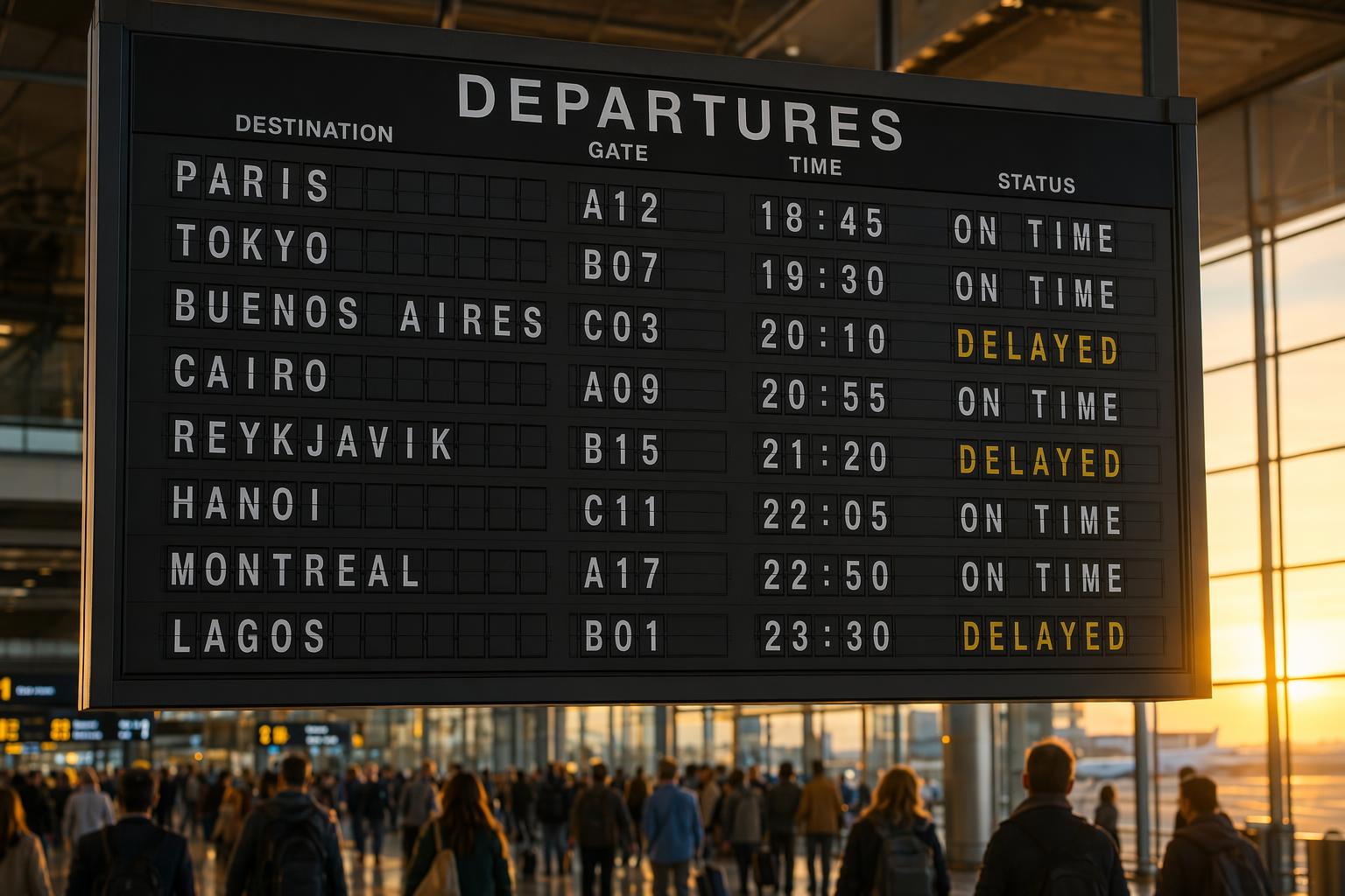 Airport departures board
