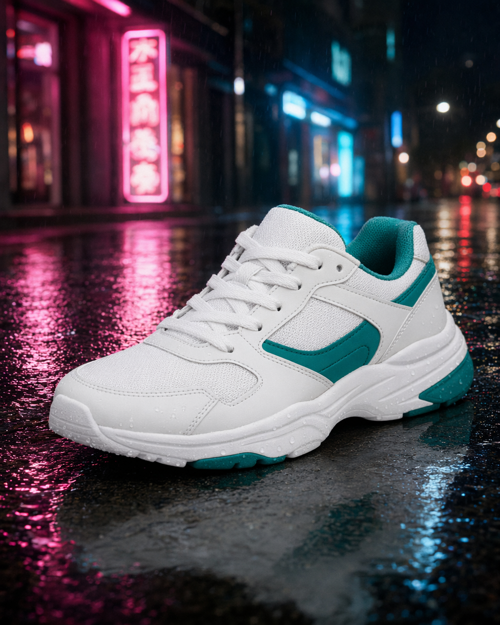 Product shot to rainy street