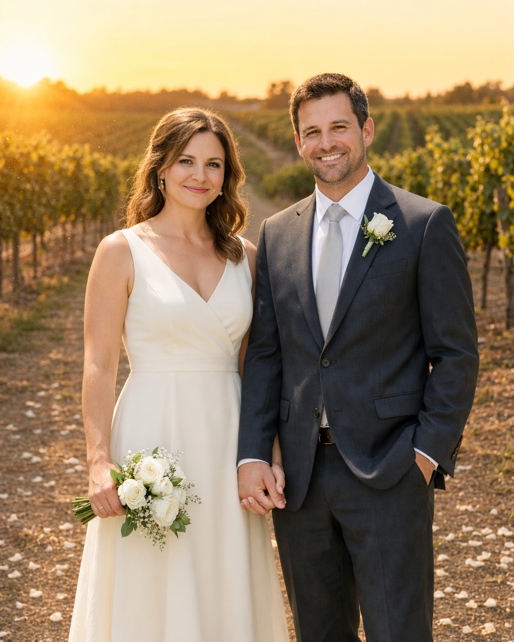 Wedding couple to vineyard
