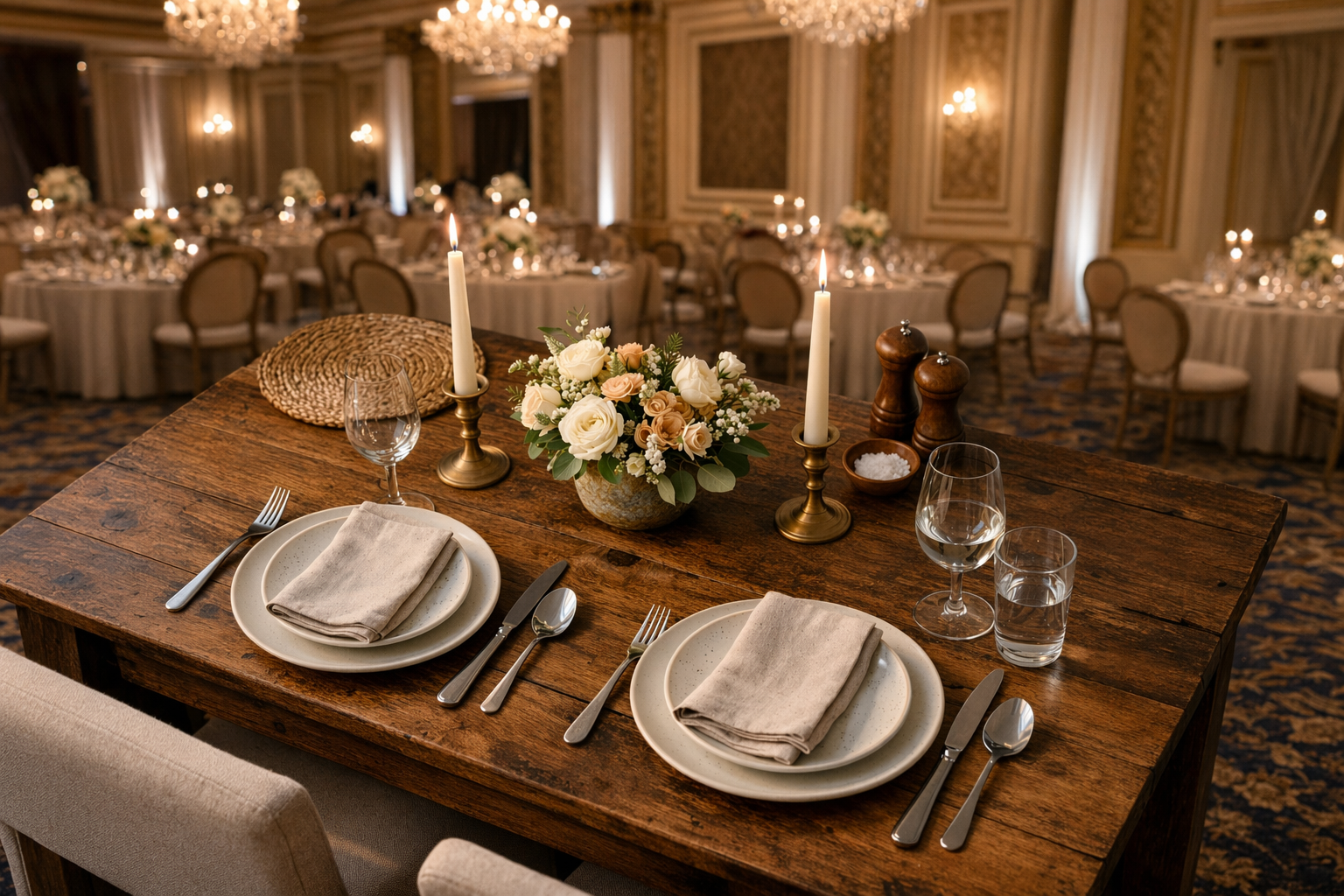 Table top still to banquet hall