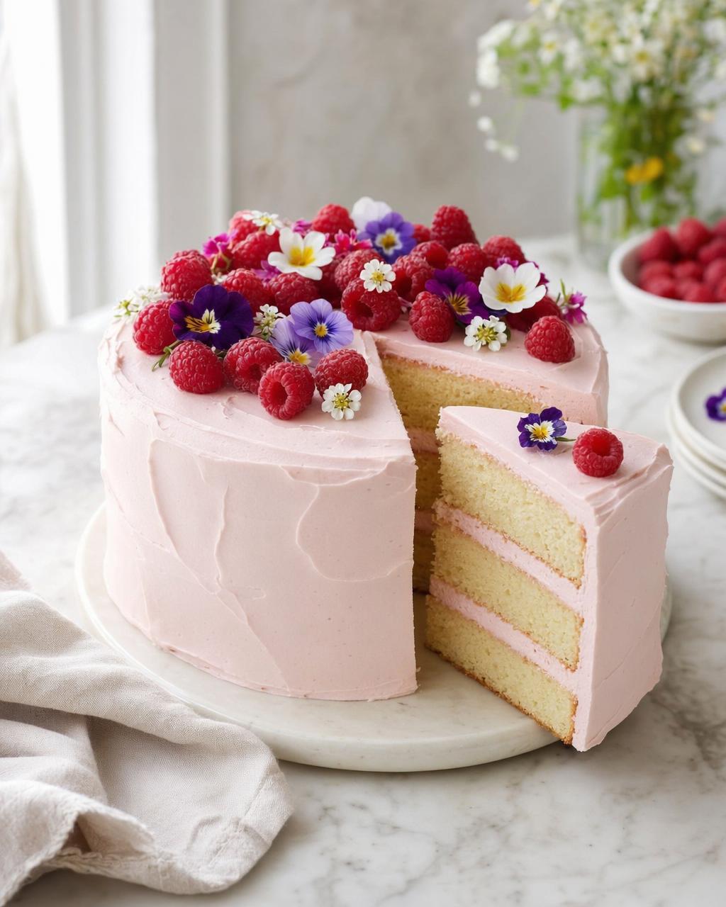 Cake on a marble counter