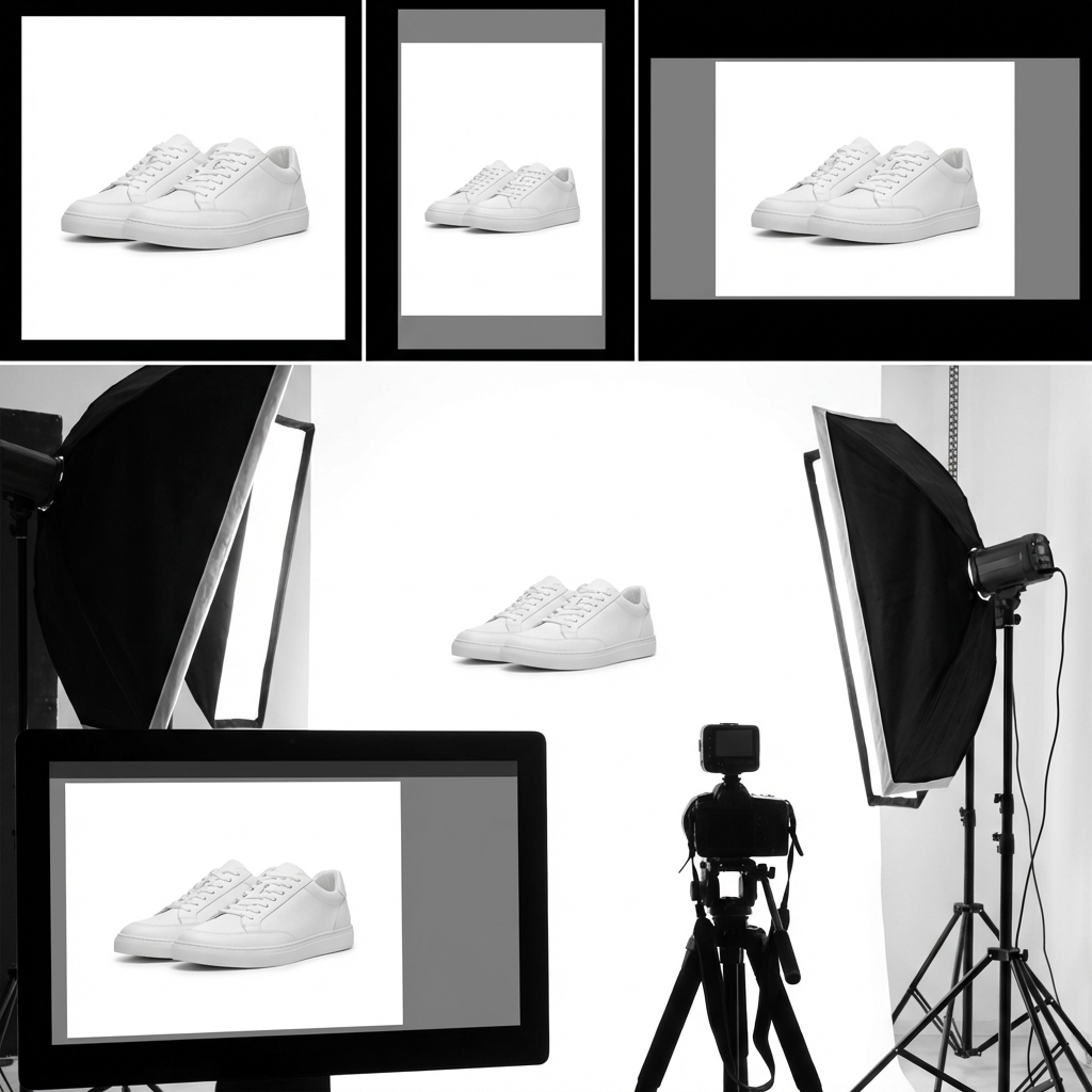 AI image cropping tool generating e-commerce product crops in multiple aspect ratios for marketplaces