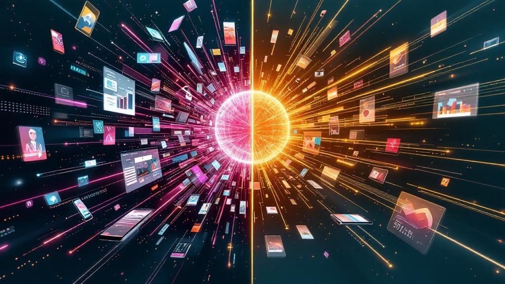 Illustration of AI-powered social media marketing tools boosting engagement and content creation.