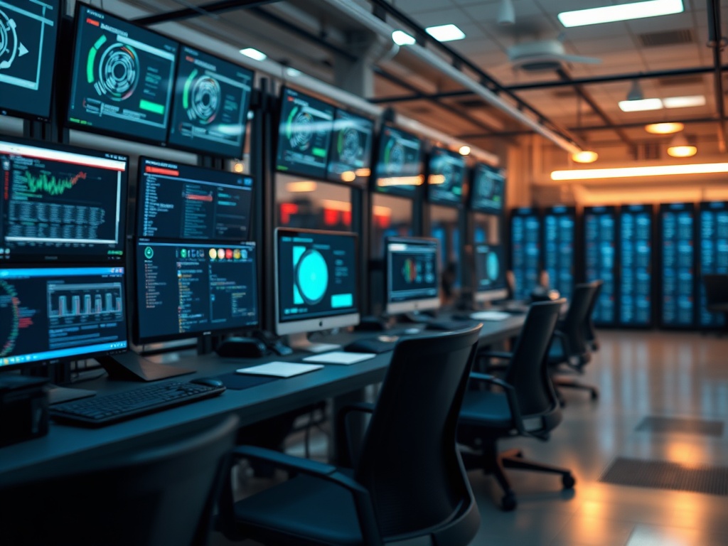 Illustration of a person managing servers and devices for self-hosted digital environment control