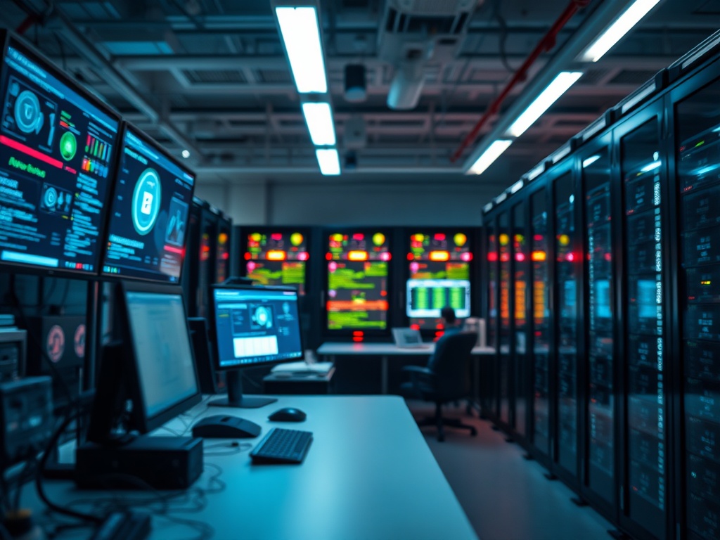 Illustration of small business owner using AI automation tools for efficiency and growth.