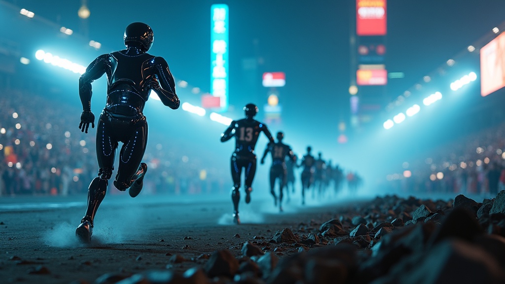 Detalle técnico de la pierna del robot humanoide de Honor que batió el récord del maratón