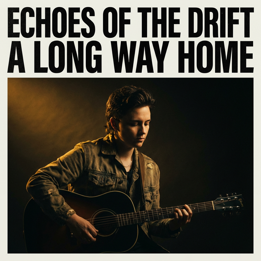 AI-generated indie rock album cover with moody cinematic portrait and bold modern typography, streaming-ready square artwork