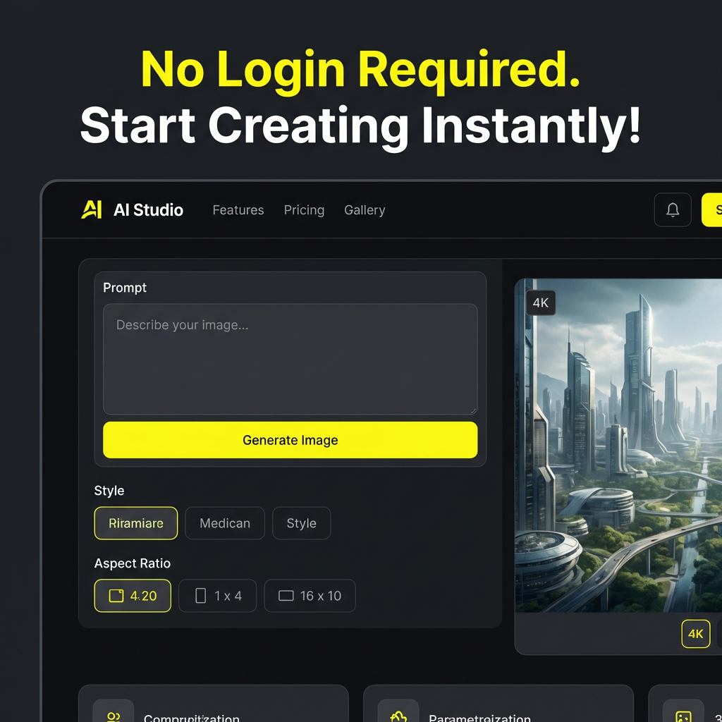 AI image generator no login interface showing free tool with no account required
