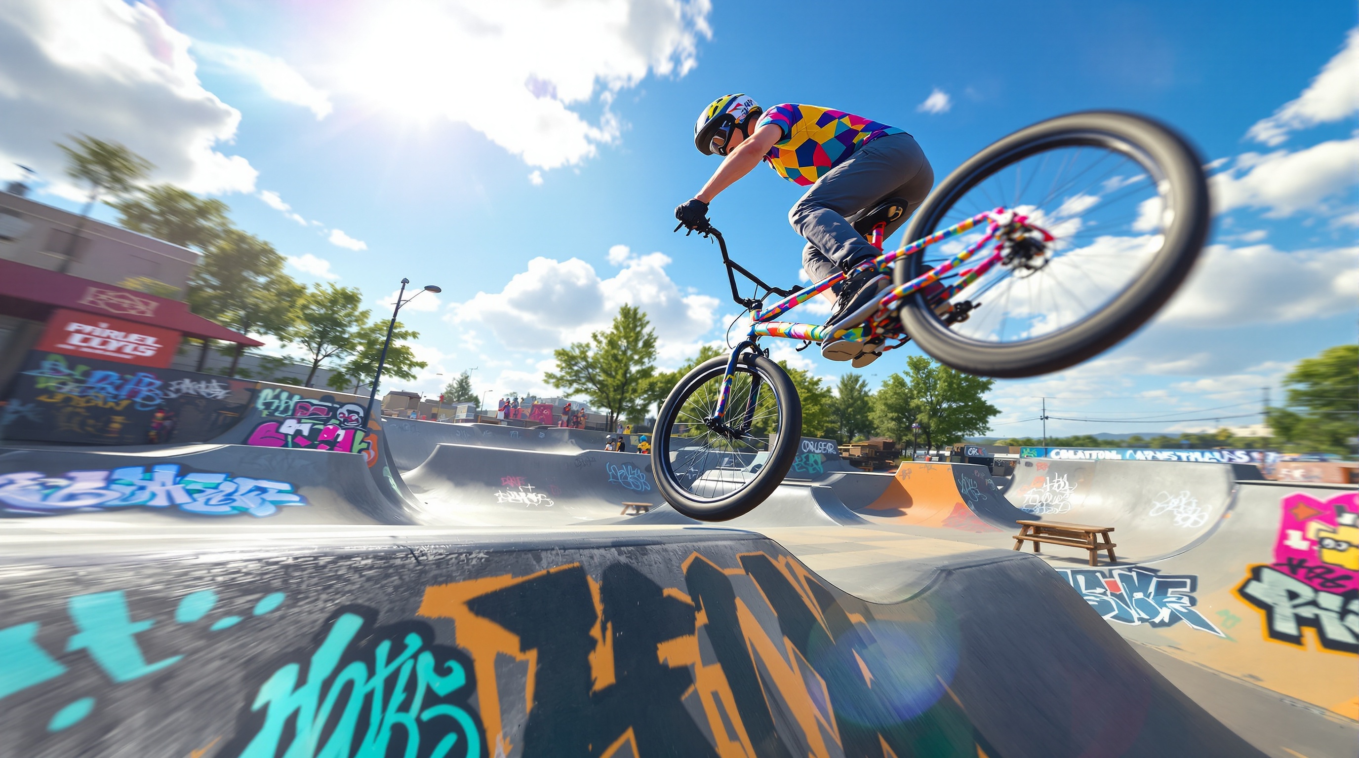 Skatepark detallado y realista en el juego de BMX VMX.