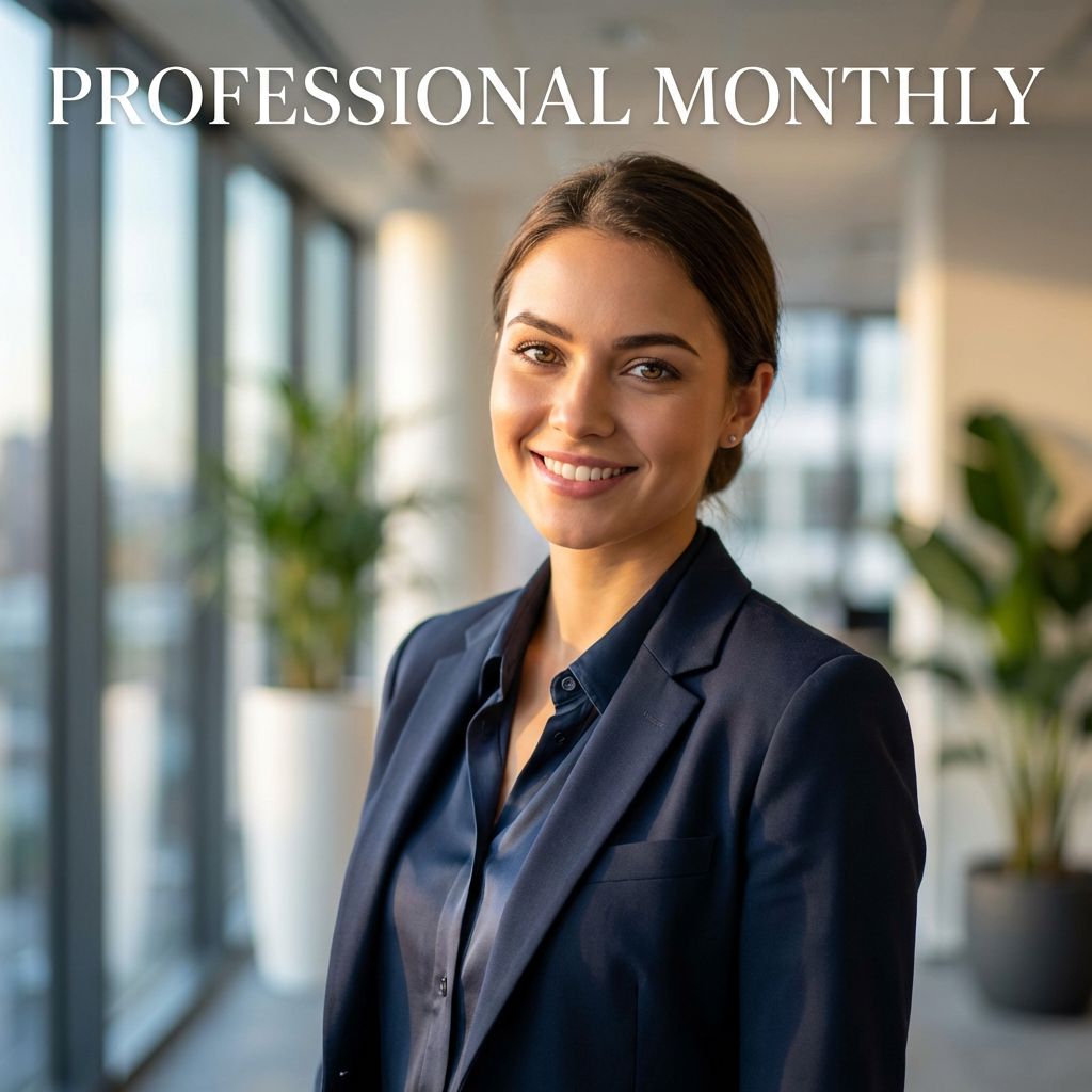 Studio-quality photorealistic AI photo of a confident young professional portrait, shot on full-frame DSLR with warm natural lighting and shallow depth of field, made with free ai photo generator no sign up