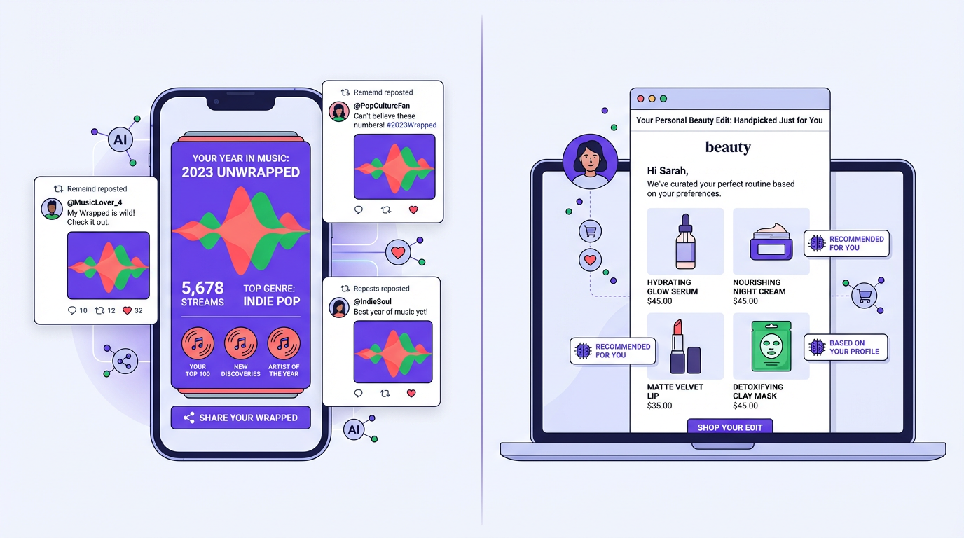 Behavioral targeting AI examples in organic marketing channels illustration