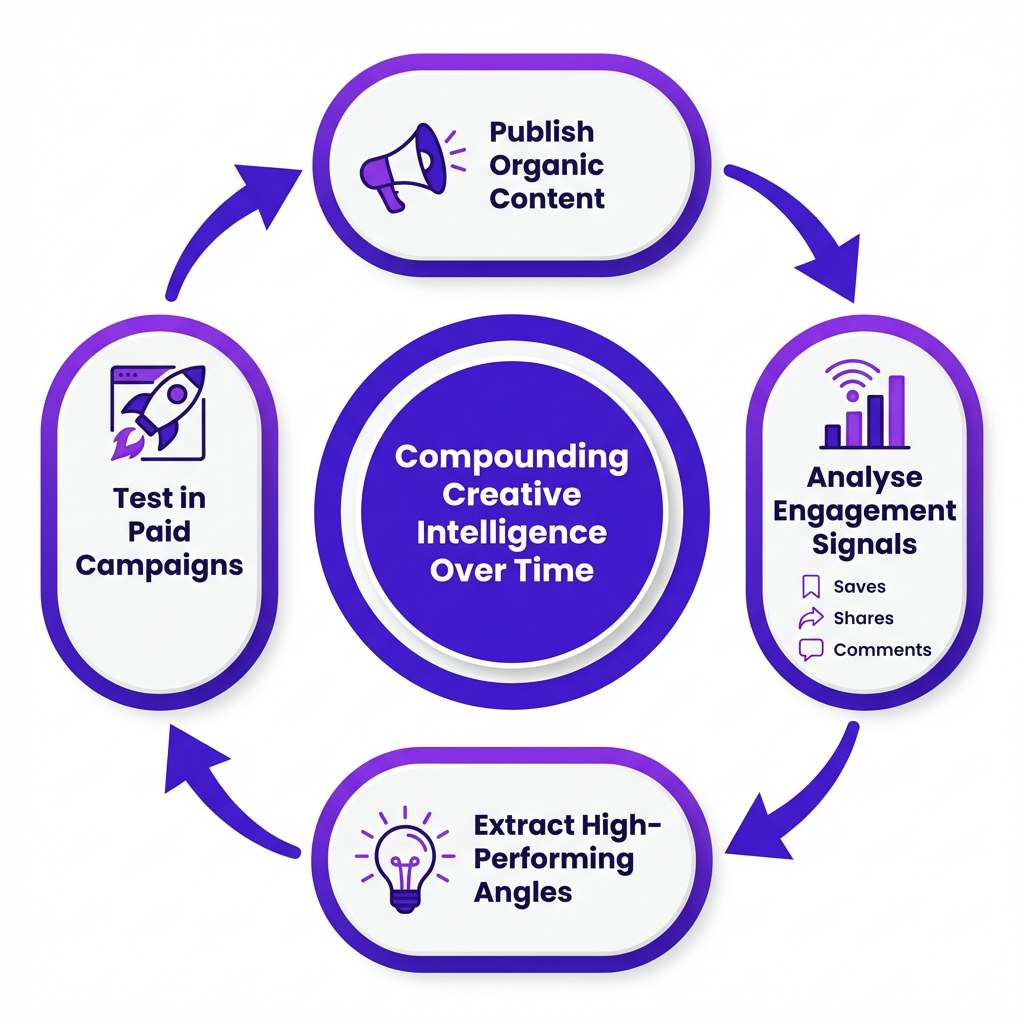 organic and paid facebook ads strategy flywheel diagram