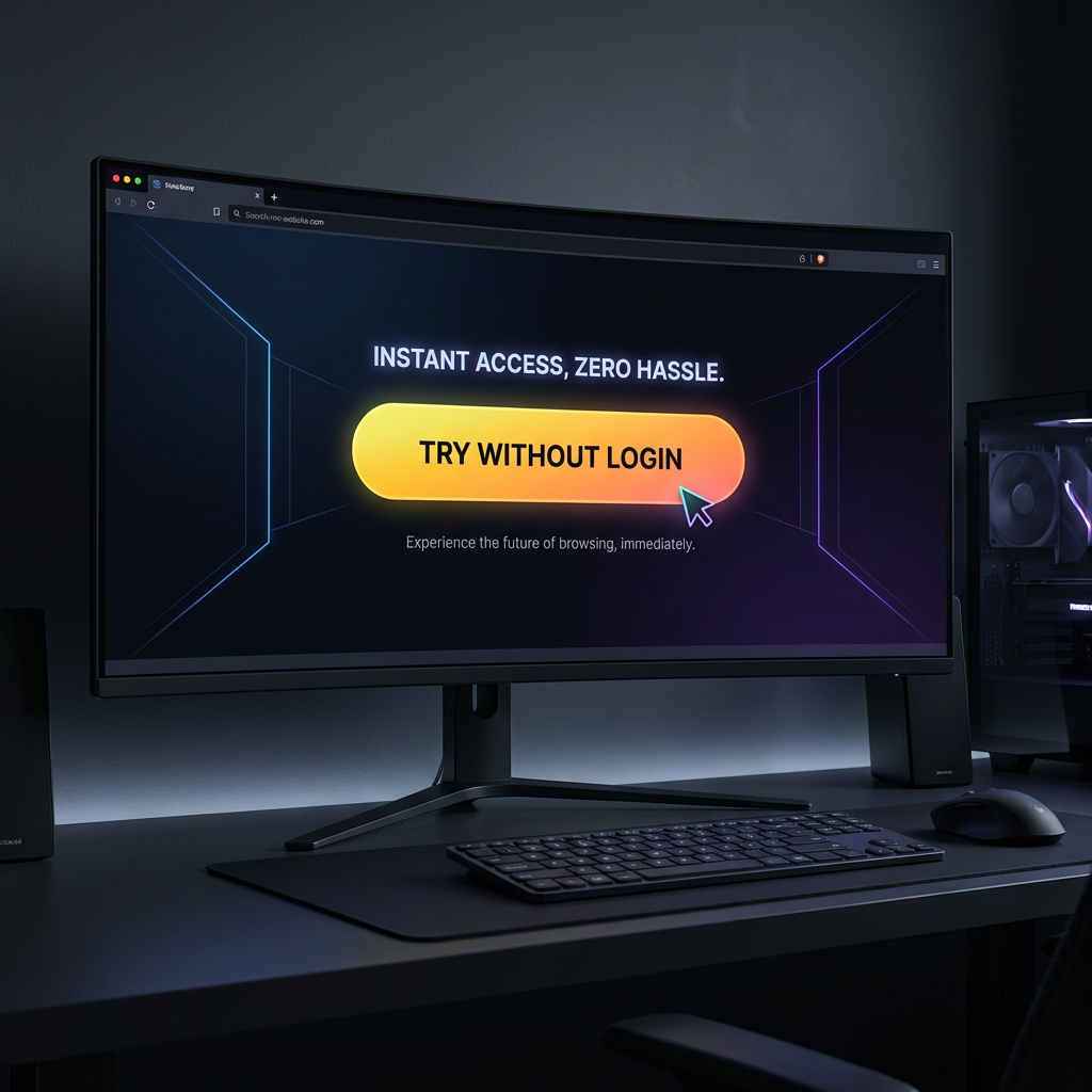 AI image generator without login — instant access landing page mockup with no auth friction