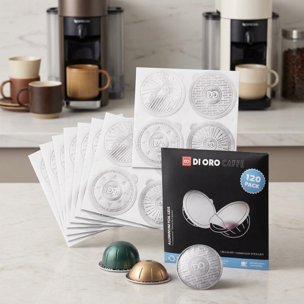 aluminum vs plastic 120-Pack Nespresso VertuoLine Foil Lids
