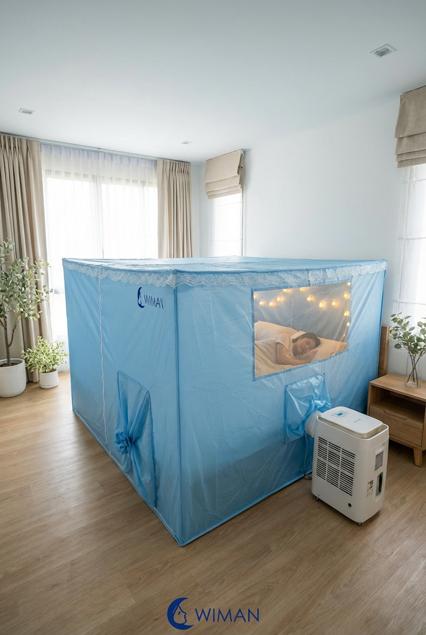 ชุดแอร์เคลื่อนที่ WIMAN 9000 BTU พร้อมมุ้งแอร์