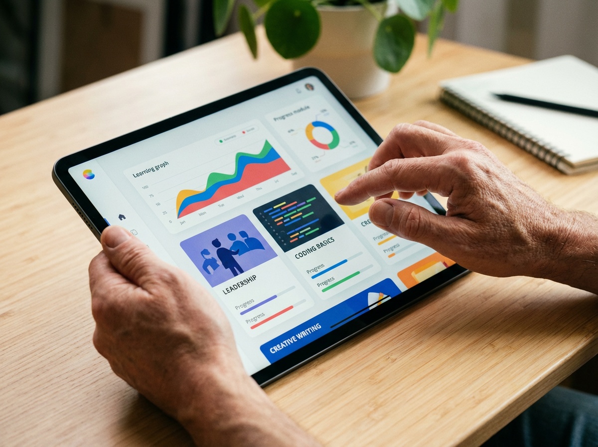 Personne utilisant une tablette pour apprendre