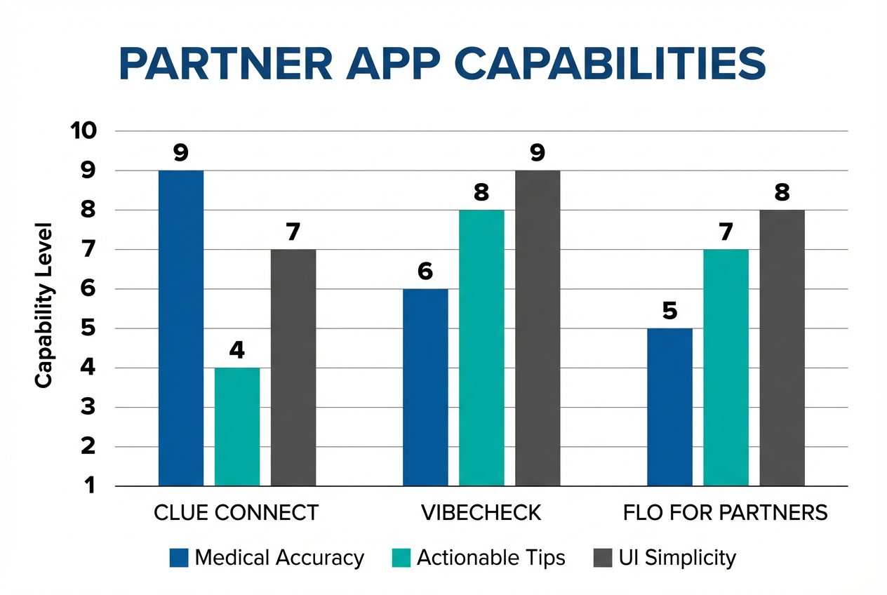 Comparison bar chart of Clue Connect versus competitors, highlighting Clue’s superior medical accuracy compared to other relationship-focused apps.