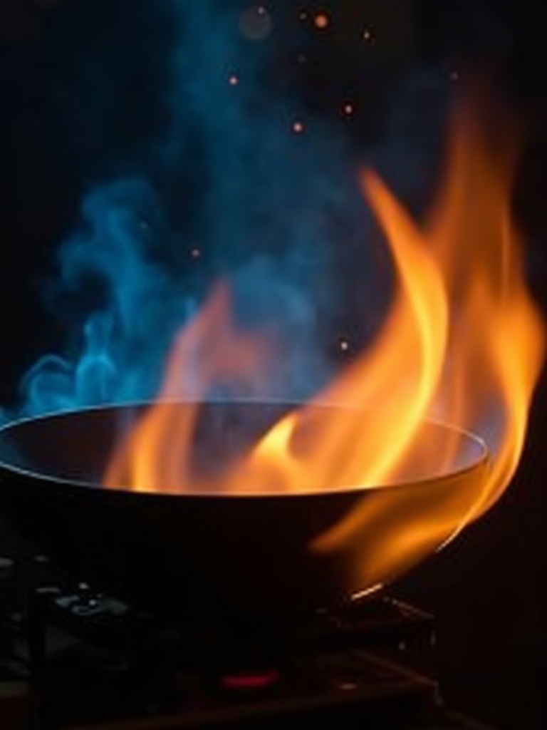 Wok hei flame