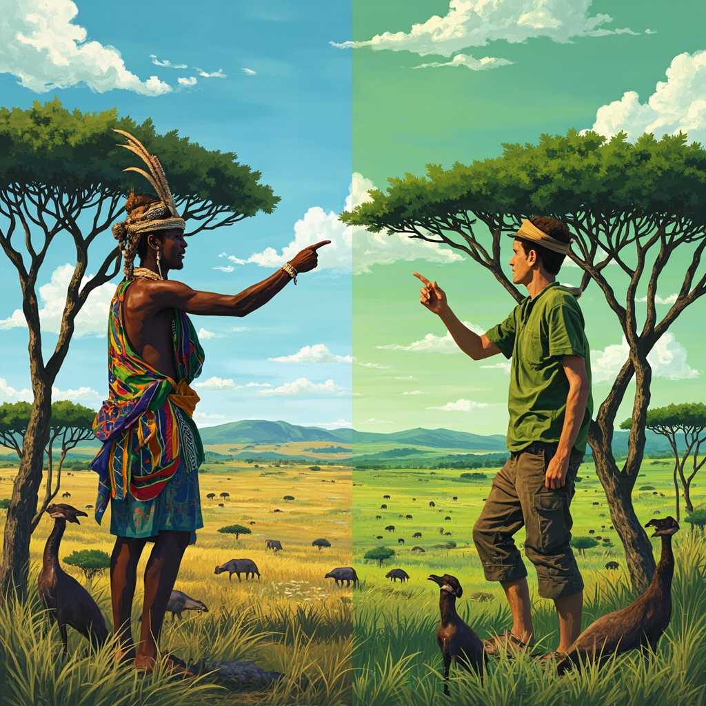 Cross-cultural color perception showing how different cultures see the same landscape