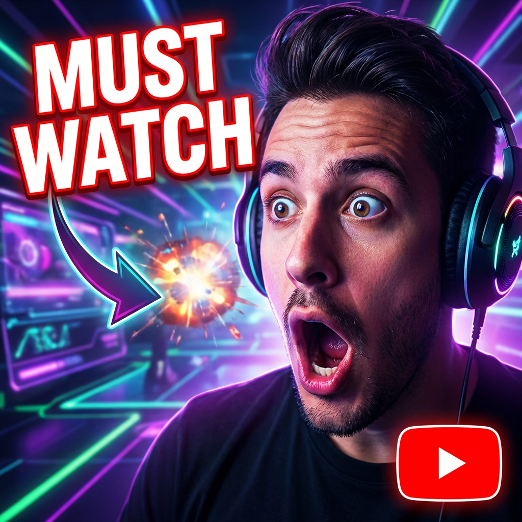 Free YouTube thumbnail with bold red text and high-contrast gaming style, generated by AI thumbnail maker with no login required