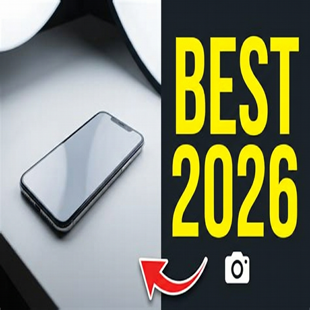 Professional tech-review thumbnail with product hero shot and clean bold typography, free AI thumbnail generator output