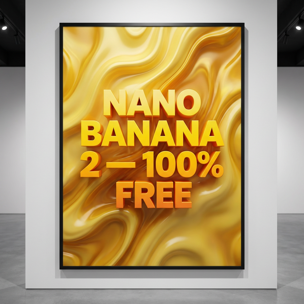 Nano Banana 2 100% free poster art with perfect text rendering — example output from nano banana 2 free unlimited tool