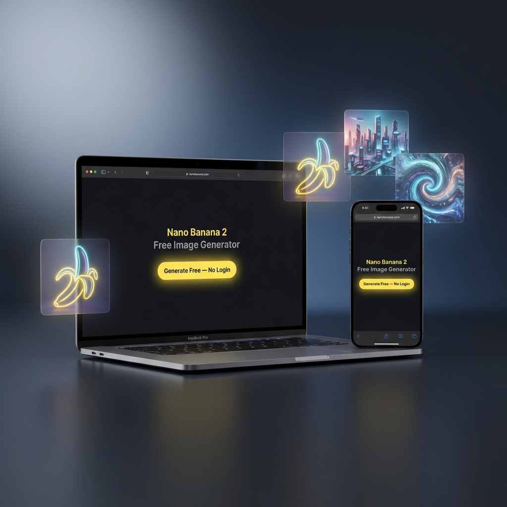 Free Nano Banana 2 running on MacBook and iPhone, no credits needed — nano banana 2 free online no login devices