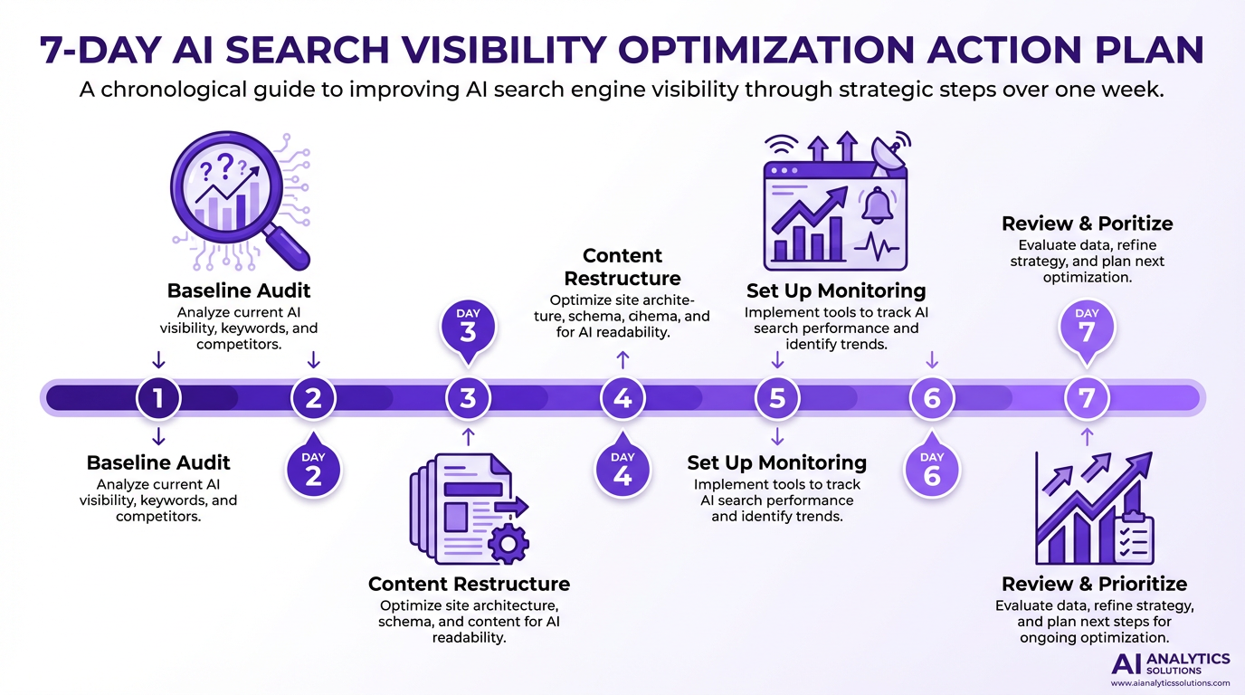 7-day AI search visibility optimization action plan timeline