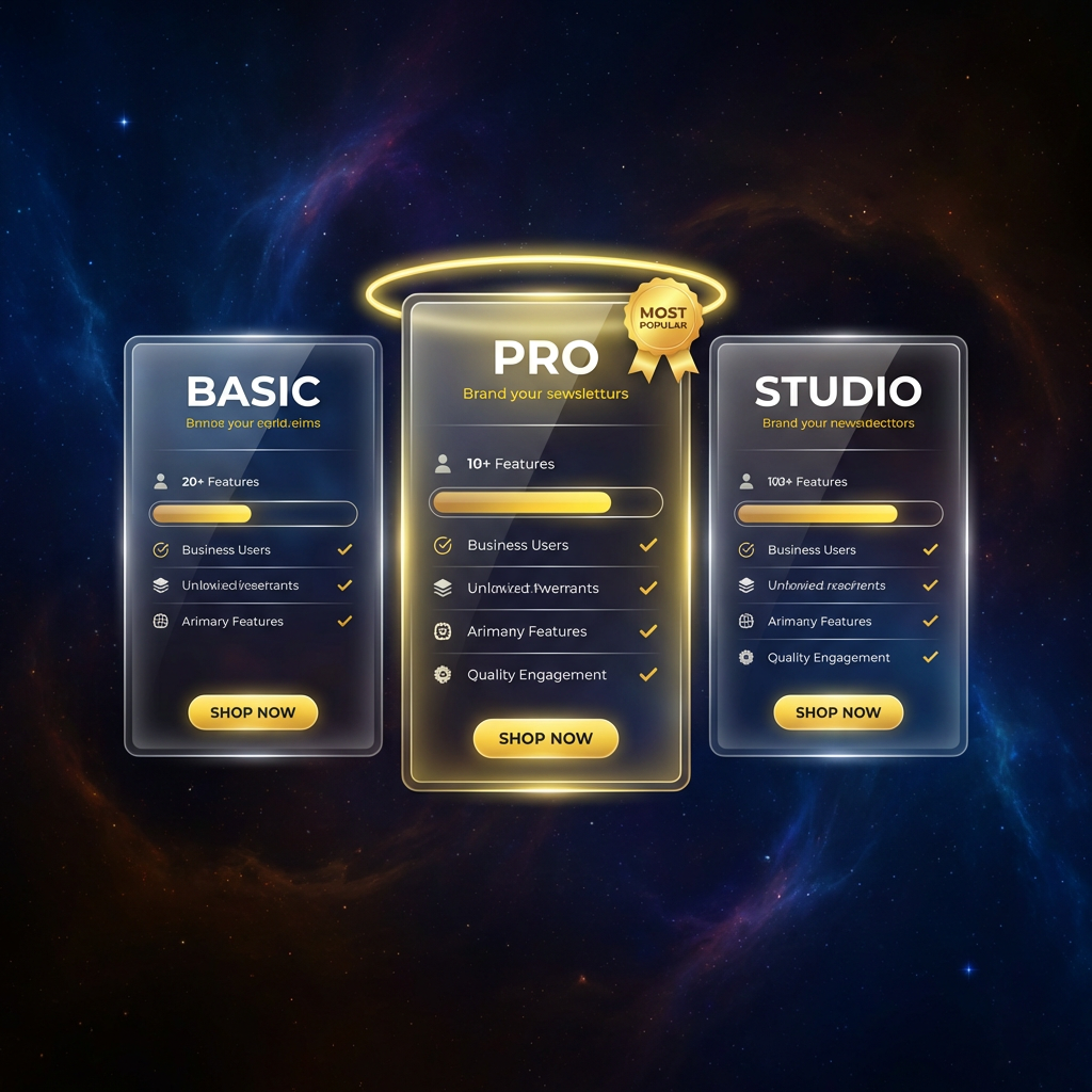 Nano Banana 2 subscription pricing table — Basic, Pro and Studio subscription tiers with the Pro plan highlighted as the recommended Nano Banana 2 subscription