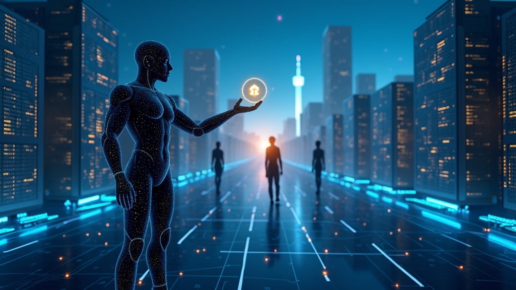 Representación abstracta de la identidad digital en agentes de IA y la tecnología blockchain propuesta por a16z crypto