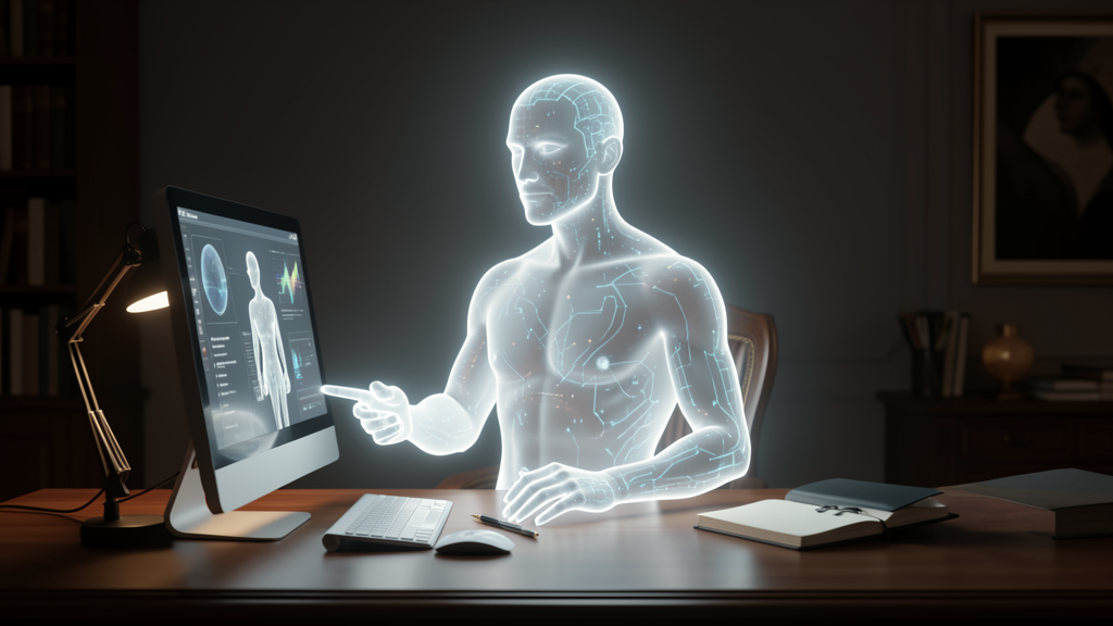 Hermès, assistant IA discret, observant un environnement numérique réel