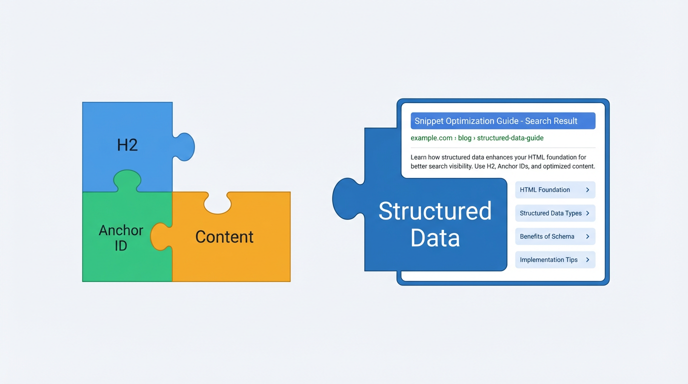 Illustration showing how structured data complements HTML for snippet optimization.
