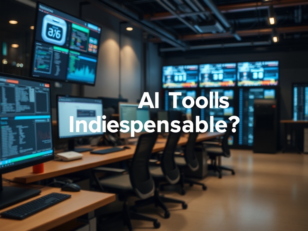 Illustration of AI tools enhancing productivity and innovation in technology and business sectors.