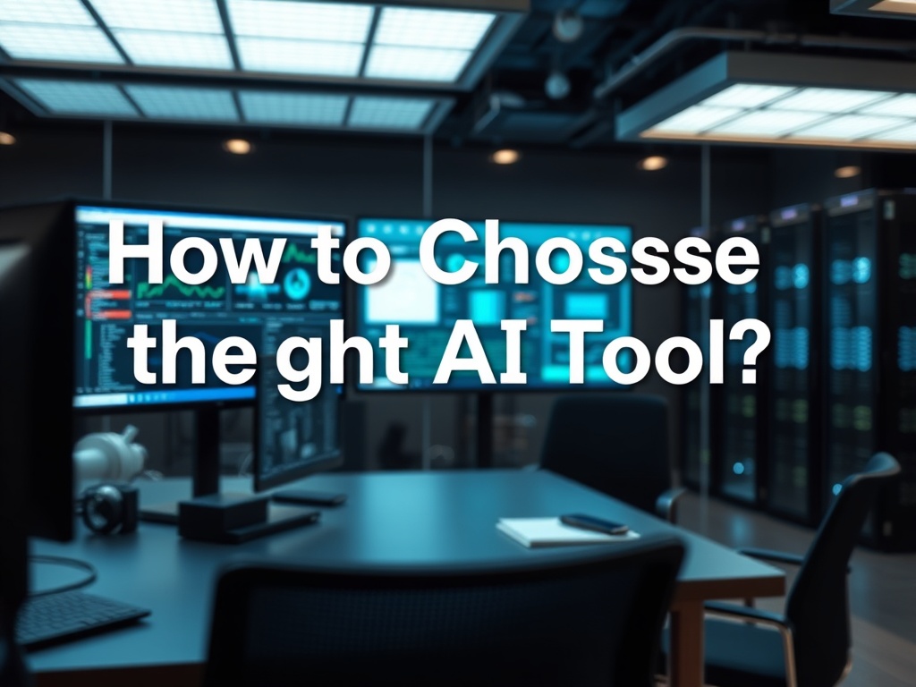 Illustration of a person selecting AI tools from a digital interface for technology decision-making