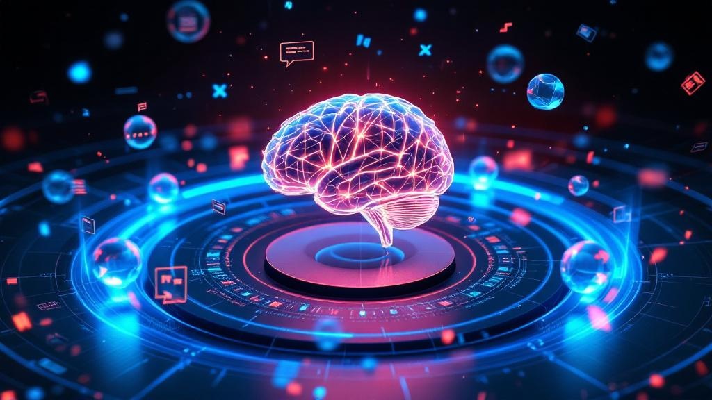 Futuristic AI interface showcasing ChatGPT and AI tools for enhanced digital communication