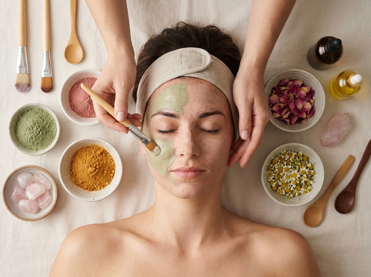 Soin du visage holistique avec des produits naturels.