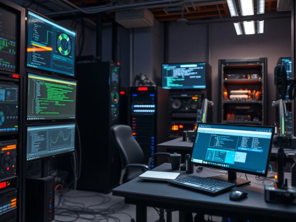 Illustration of a home server rack setup for self-hosting a home lab network.