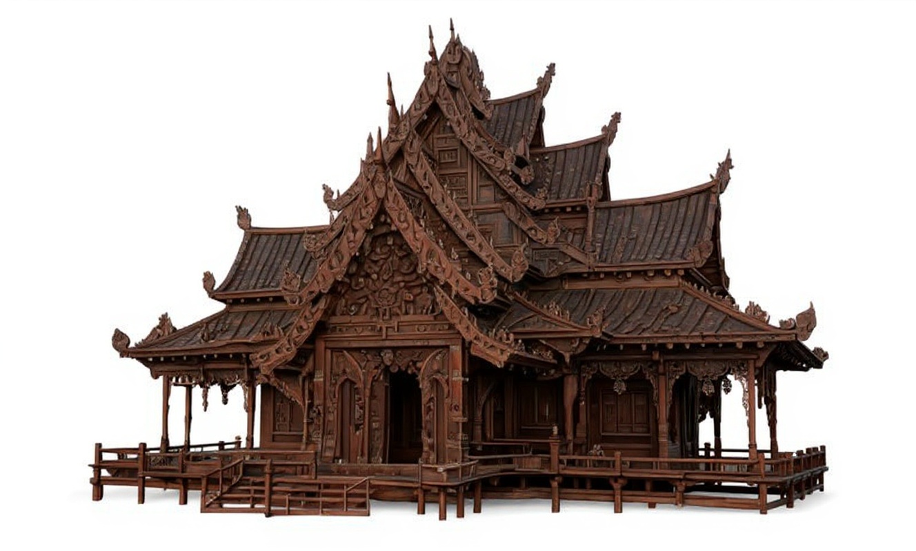 wooden temple — free 3D model