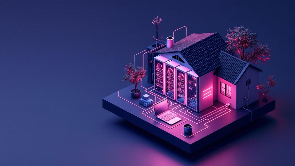 Home server setup for self-hosting websites, featuring a person working on a computer with network equipment.