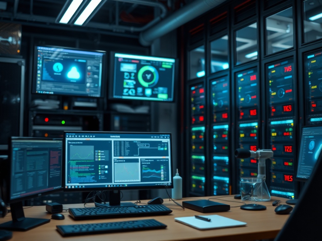 Illustration of a home server rack emphasizing benefits of self-hosting at home for data control